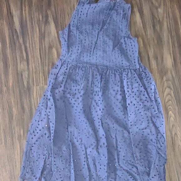 SUNDANCE 100% Cotton Navy Blue Eyelet Sleeveless Dress (SIZE PS) - Picture 7 of 8